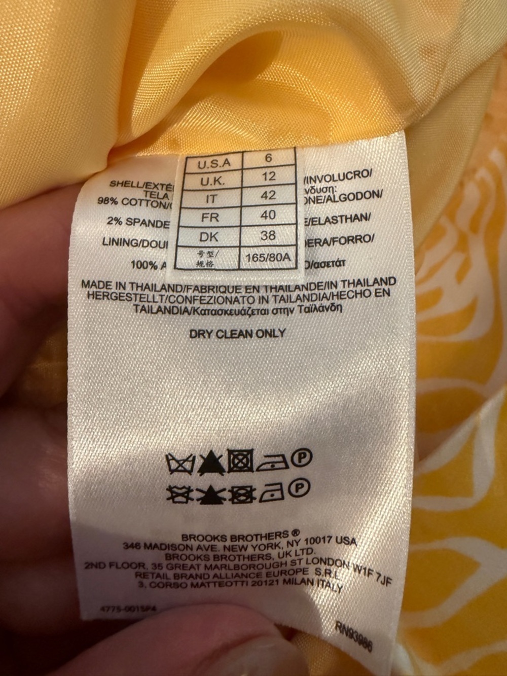 Brooks Brothers "346" Yellow and White Floral Rose Shift Dress size 6 - Picture 8 of 8